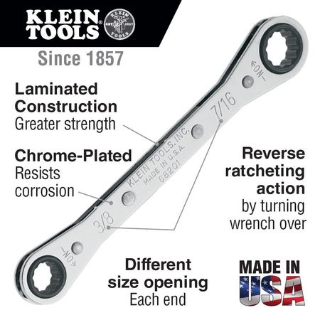 Klein Tools Ratcheting Box Wrench 1/4-Inch x 5/16-Inch 68200