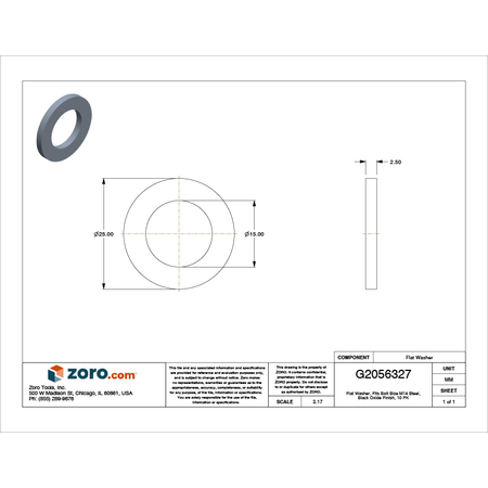 Zoro Select Flat Washer, Fits Bolt Size M14 , Steel Black Oxide Finish, 10 PK Z8814