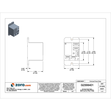 Schneider Electric Enclosed Power Relay, Surface (Top Flange) Mounted, SPDT, 24V AC, 5 Pins, 1 Poles 9AS7A24