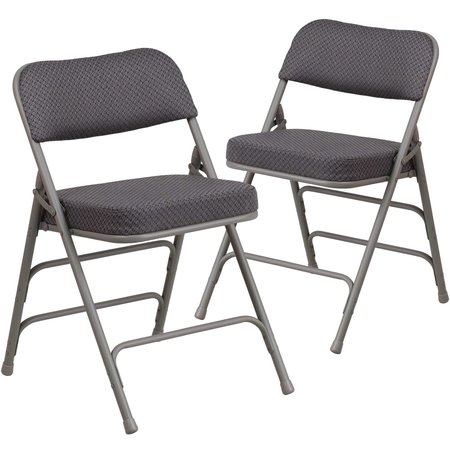 Flash Furniture Gray Fabric Folding Chair, PK2 2-AW-MC320AF-GRY-GG
