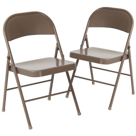 Flash Furniture HERCULES Series Double Braced Beige Metal Folding Chair 2-BD-F002-BGE-GG