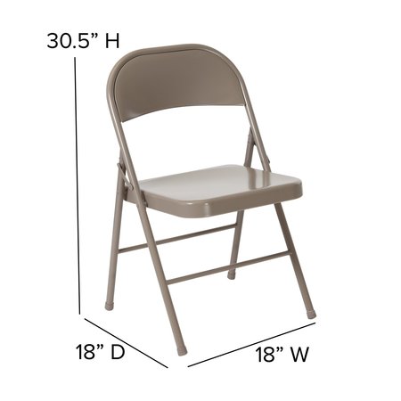 Flash Furniture HERCULES Series Double Braced Gray Metal Folding Chair 2-BD-F002-GY-GG