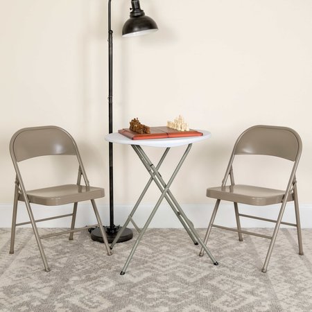 FLASH FURNITURE HERCULES Series Double Braced Gray Metal Folding Chair 2-BD-F002-GY-GG