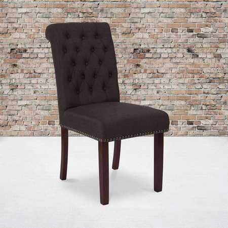 FLASH FURNITURE Brown Fabric Parsons Chair 2-BT-P-BRN-FAB-GG