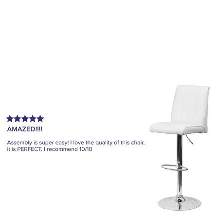 Flash Furniture White Vinyl Barstool 2-CH-122090-WH-GG