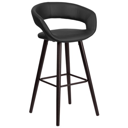 Flash Furniture Black Vinyl Barstool, 29"H 2-CH-152560-BK-VY-GG