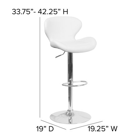 Flash Furniture White Vinyl Barstool 2-CH-321-WH-GG
