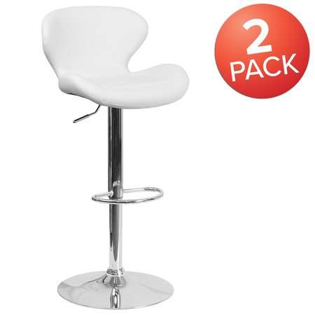 Flash Furniture White Vinyl Barstool 2-CH-321-WH-GG