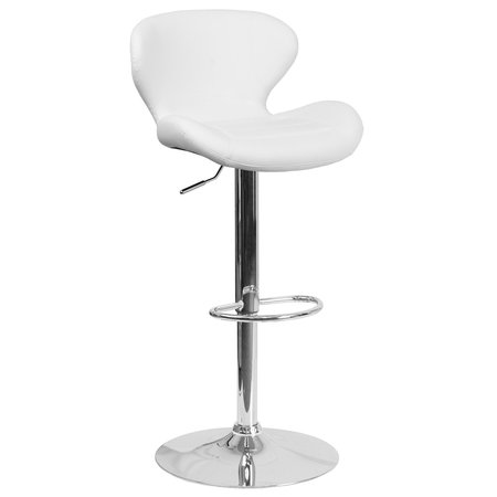 Flash Furniture White Vinyl Barstool 2-CH-321-WH-GG