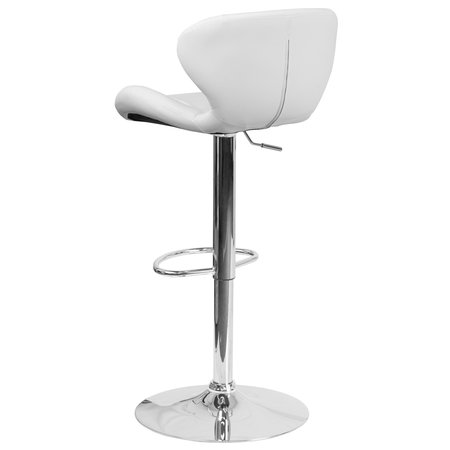 Flash Furniture White Vinyl Barstool 2-CH-321-WH-GG