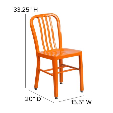 Flash Furniture Gael Commercial Grade 2 Pack Orange Metal Indoor-Outdoor Chair 2-CH-61200-18-OR-GG