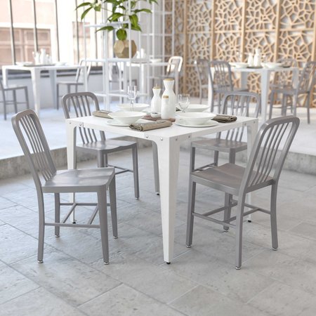 Flash Furniture Gael Commercial Grade 2 Pack Silver Metal Indoor-Outdoor Chair 2-CH-61200-18-SIL-GG