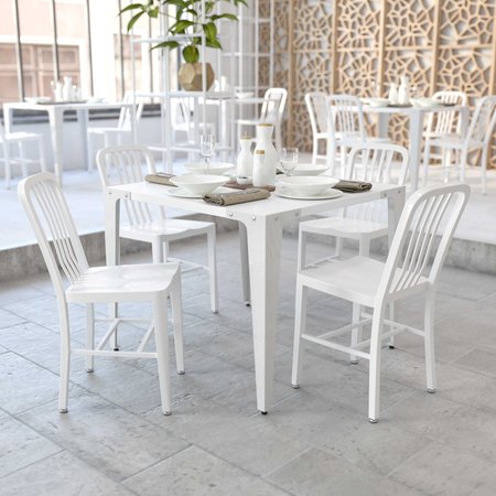 FLASH FURNITURE Gael Commercial Grade 2 Pack White Metal Indoor-Outdoor Chair 2-CH-61200-18-WH-GG