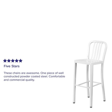 Flash Furniture 2Pack 30" High White Metal Barstool with Slat Back 2-CH-61200-30-WH-GG