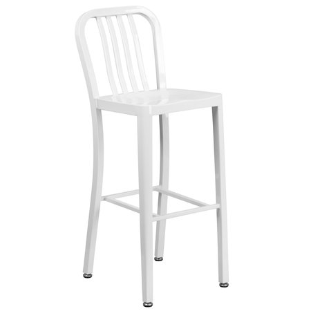 Flash Furniture 2Pack 30" High White Metal Barstool with Slat Back 2-CH-61200-30-WH-GG