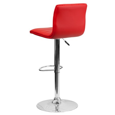 Flash Furniture Red Vinyl Adjust Barstool, Counter Ht Swivel, Chrome Pedestal Base, PK2 2-CH-92023-1-RED-GG