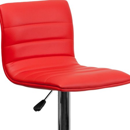 Flash Furniture Red Vinyl Adjust Barstool, Counter Ht Swivel, Chrome Pedestal Base, PK2 2-CH-92023-1-RED-GG