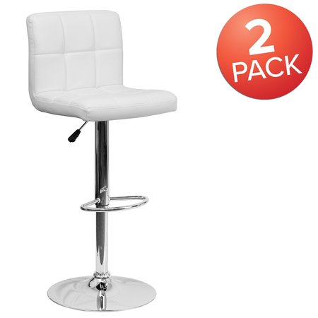 Flash Furniture White Quilted Vinyl Barstool 2-DS-810-MOD-WH-GG