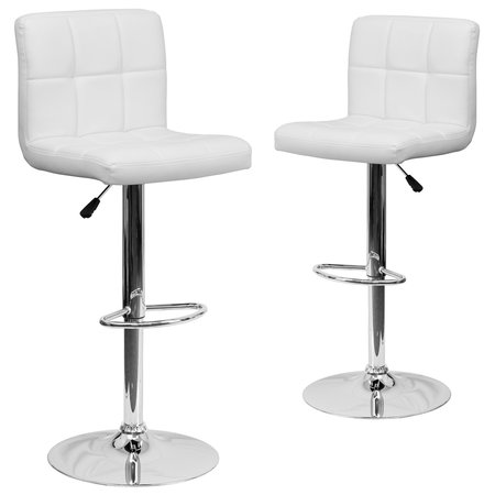 Flash Furniture White Quilted Vinyl Barstool 2-DS-810-MOD-WH-GG