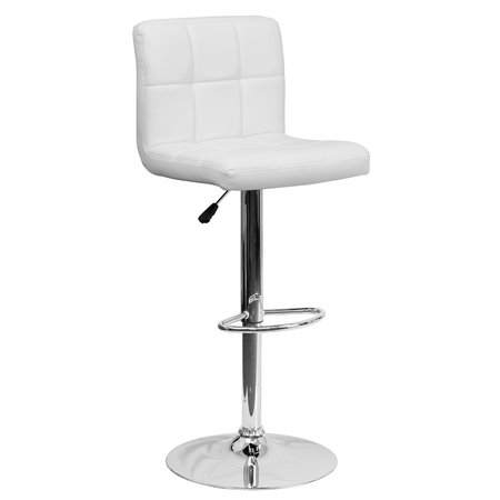 Flash Furniture White Quilted Vinyl Barstool 2-DS-810-MOD-WH-GG