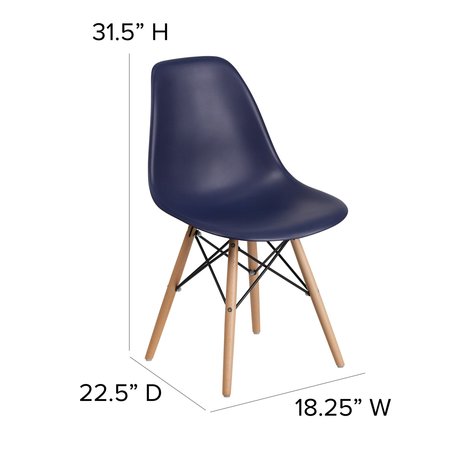 Flash Furniture Elon Series Navy Plastic Chair with Wooden Legsase 2-FH-130-DPP-NY-GG