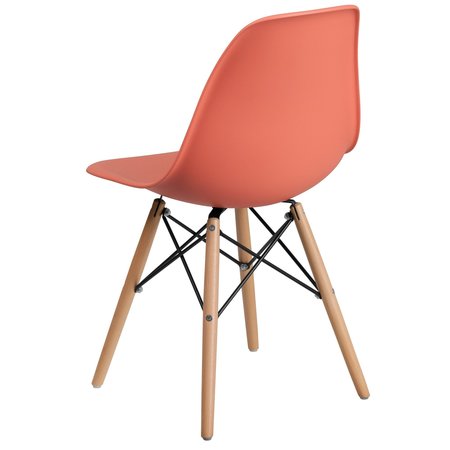 Flash Furniture Elon Series Peach Plastic Chair with Wooden Legs 2-FH-130-DPP-PE-GG