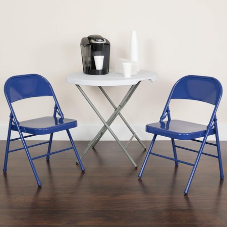 FLASH FURNITURE Cobalt Blue Folding Chair 2-HF3-BLUE-GG