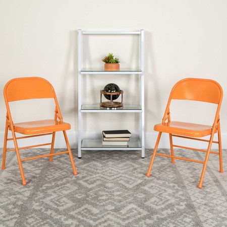 FLASH FURNITURE Orange Marmalade Folding Chair 2-HF3-ORANGE-GG