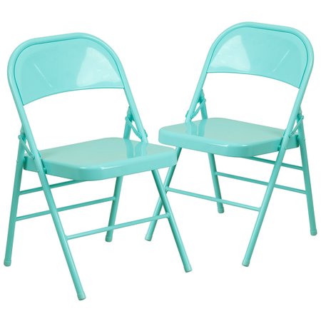 Flash Furniture Tantalizing Teal Folding Chair 2-HF3-TEAL-GG