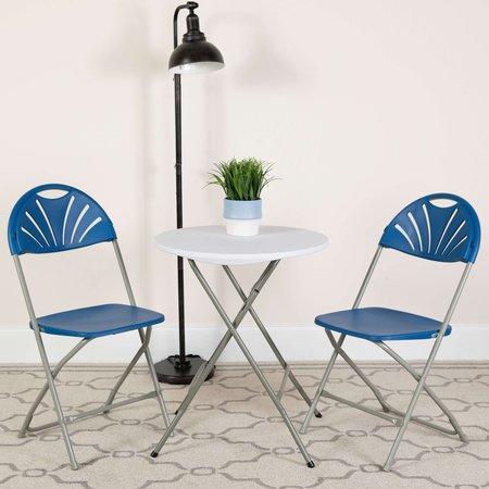 FLASH FURNITURE Blue Plastic Folding Chair 2-LE-L-4-BL-GG