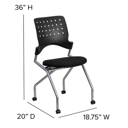 Flash Furniture Galaxy Mobile Nesting Chair with Black Fabric Seat 2-WL-A224V-GG