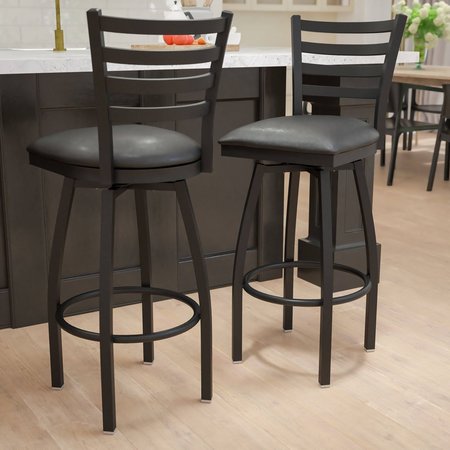 FLASH FURNITURE Black Ladder Stool-Black Seat 2-XU-6F8B-LADSWVL-BLKV-GG