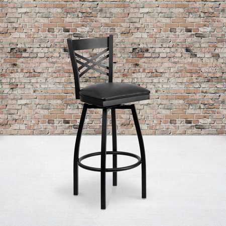 FLASH FURNITURE Black X Swivel Stool-Blk Seat 2-XU-6F8B-XSWVL-BLKV-GG