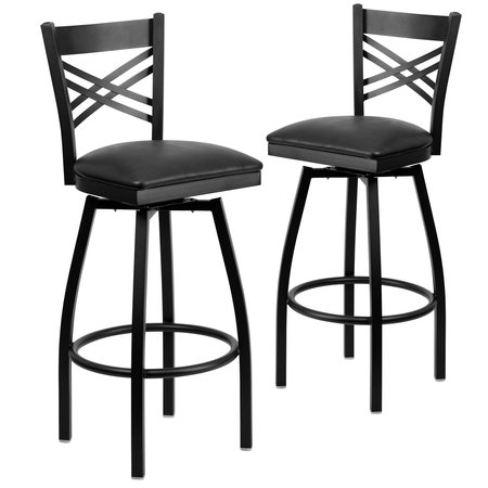 Flash Furniture Black X Swivel Stool-Blk Seat 2-XU-6F8B-XSWVL-BLKV-GG