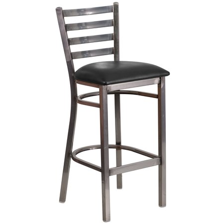 Flash Furniture Clear Ladder Stool-Black Seat 2-XU-DG697BLAD-CLR-BAR-BLKV-GG