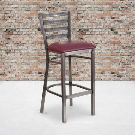 FLASH FURNITURE Clear Ladder Stool-Burg Seat 2-XU-DG697BLAD-CLR-BAR-BURV-GG