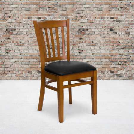 FLASH FURNITURE Cherry Wood Chair-Blk Vinyl 2-XU-DGW0008VRT-CHY-BLKV-GG