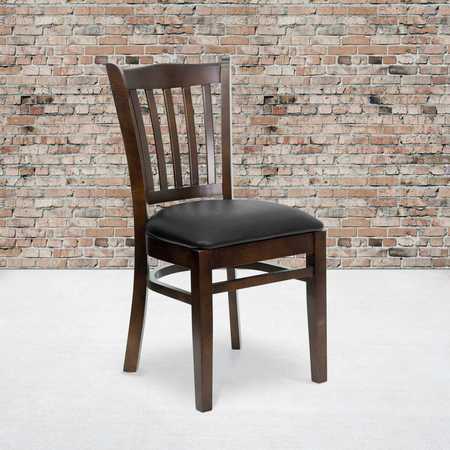 FLASH FURNITURE Walnut Wood Chair-Blk Vinyl 2-XU-DGW0008VRT-WAL-BLKV-GG