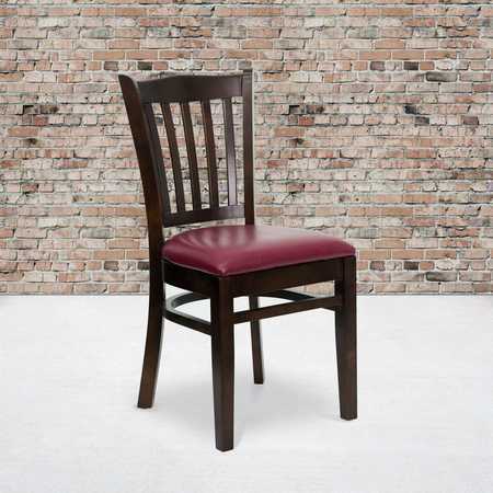 FLASH FURNITURE Walnut Wood Chair-Burg Vinyl 2-XU-DGW0008VRT-WAL-BURV-GG