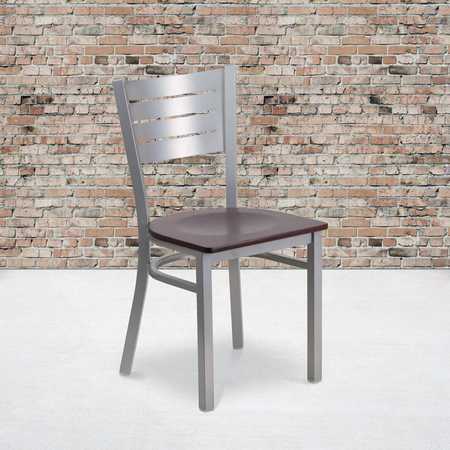 FLASH FURNITURE Silver Slat Chair-Wal Seat 2-XU-DG-60401-WALW-GG