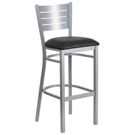 Flash Furniture Silver Slat Stool-Black Seat 2-XU-DG-60402-BAR-BLKV-GG