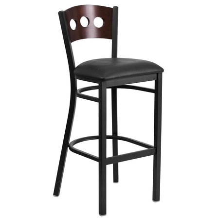 Flash Furniture Bk/Wal 3 Circ Stool-Black Seat 2-XU-DG-60516-WAL-BAR-BLKV-GG