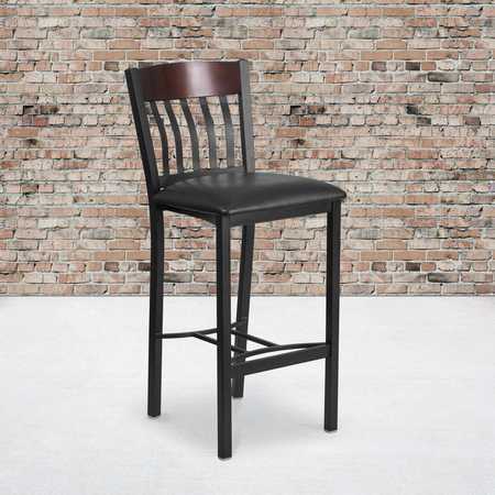 Flash Furniture Bk/Nat Vert Stool-Black Seat 2-XU-DG-60618B-WAL-BLKV-GG