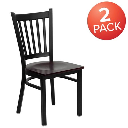 Flash Furniture Black Vert Chair-Mah Seat 2-XU-DG-6Q2B-VRT-MAHW-GG