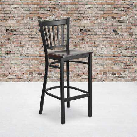 FLASH FURNITURE Black Vert Stool-Wal Seat 2-XU-DG-6R6B-VRT-BAR-WALW-GG