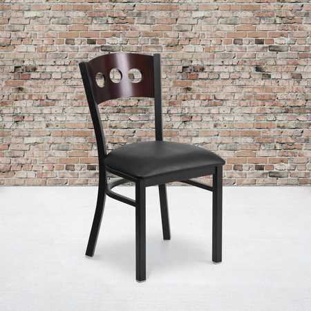 FLASH FURNITURE Bk/Wal 3 Circ Chair-Black Seat 2-XU-DG-6Y2B-WAL-BLKV-GG