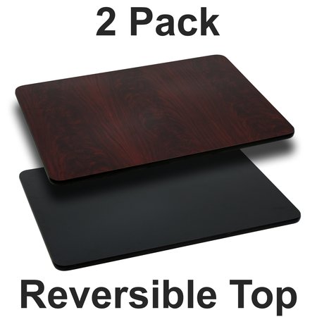 Flash Furniture Reversible Top, Black/Mahogany, 30x42" 2-XU-MBT-3042-GG