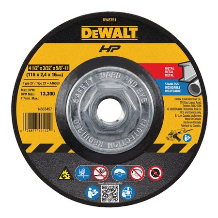 DEWALT 4-1/2" x 3/32" x 5/8"-11 Metal Notching Wheel DW8751