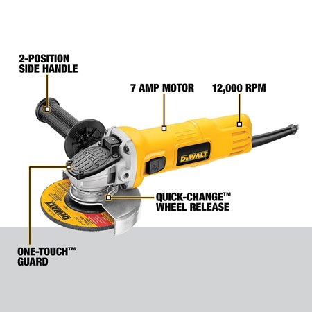 Dewalt Angle Grinder, 4 1/2 in, 12,000 RPM,  DWE4011