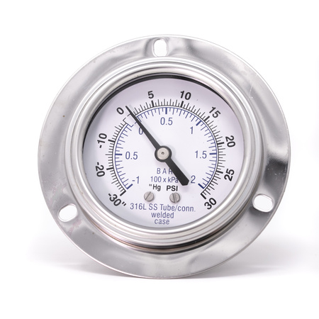 PIC GAUGES Gauge, 2.5", 30/0/30psi, 1/4"CBM, SS PRO-304D-254CC-01